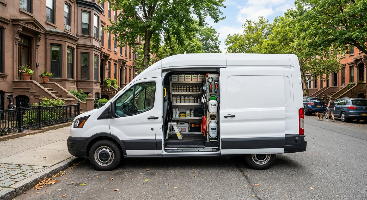 PestGO service van parked on a North Jersey street